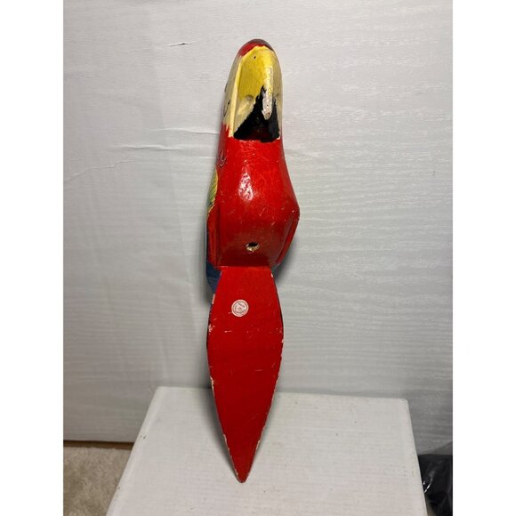 Hand Carved Wooden Parrot 12" Tall Philippines Vintage Garden Tropical - Picture 3 of 14